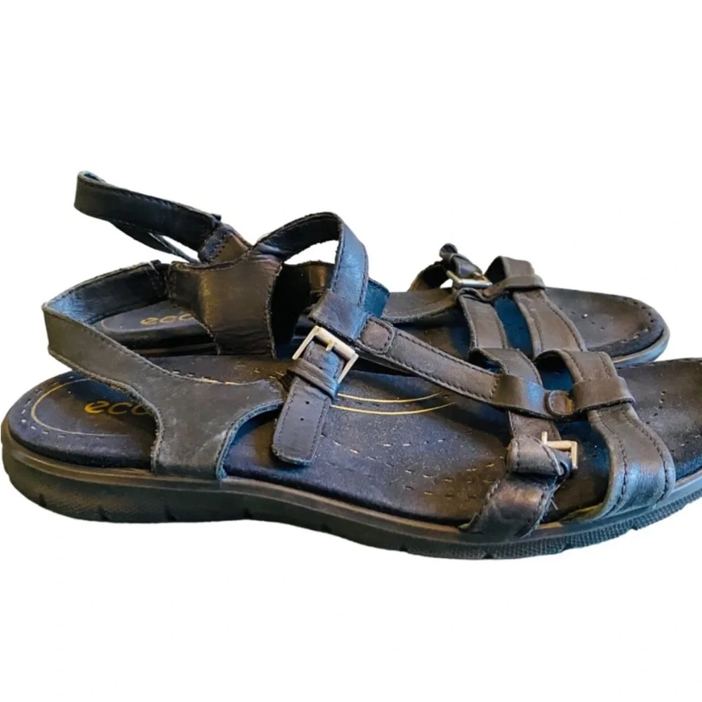 ECCO Women’s Gray Leather Sports Sandals - Picture 1 of 8
